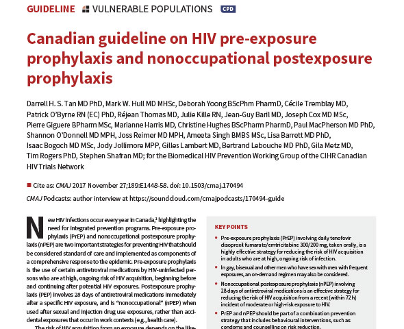 2017 Canadian Guidelines on PrEP and nPEP